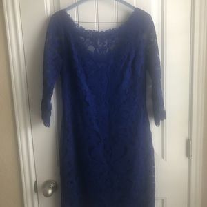 TADASHI SHOJI Lace Dress, Size 8, Blue